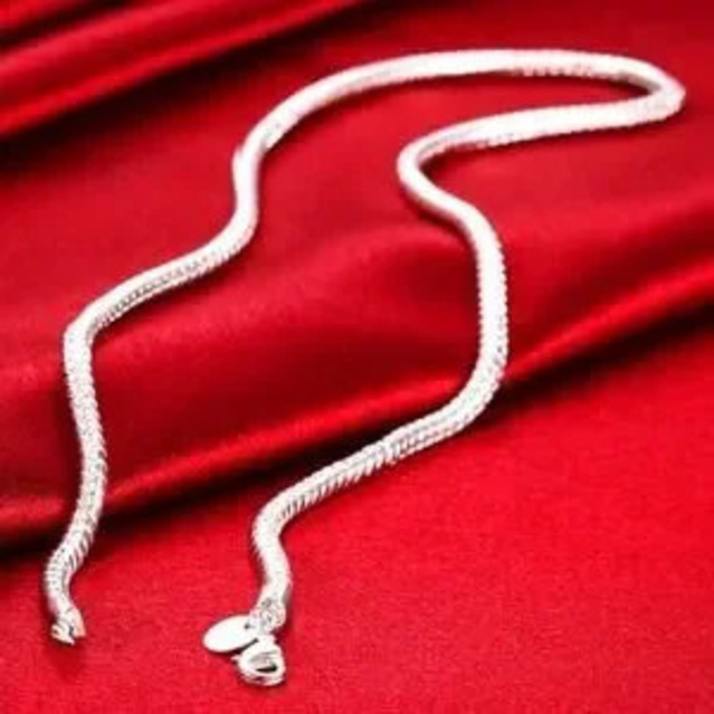 925 Silver Plated Rope Necklace 3mm Women's Men's Christmas Birthday Gift NEW!